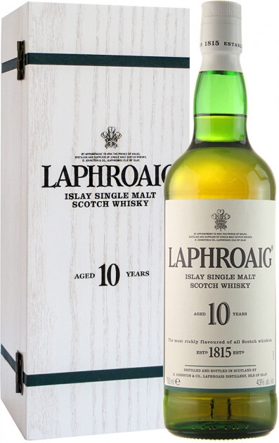 Laphroaig Malt 10 years old, wooden box, 0.7 л