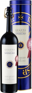 Граппа Grappa di Sassicaia, gift tube, 0.5 л / Поли, Граппа ди Сассикайя, в металлической тубе, 500 мл